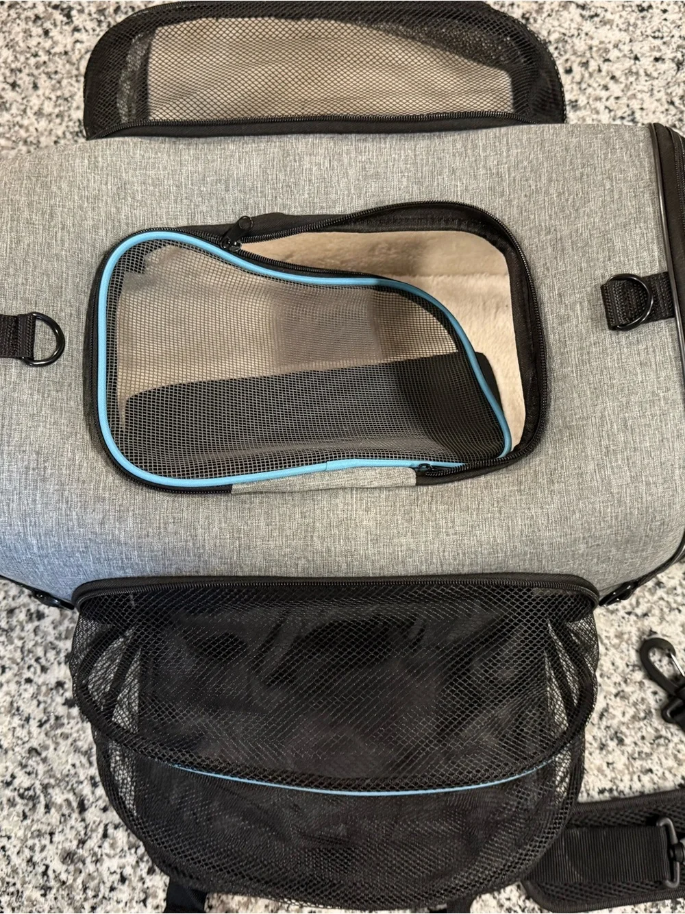 Pet  carrier Gray and Light Blue Soft-Sided Pet Carrier with Removable Strap